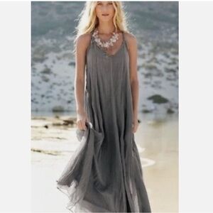 Garnet Hill Grey Crinkle Cotton maxi dress